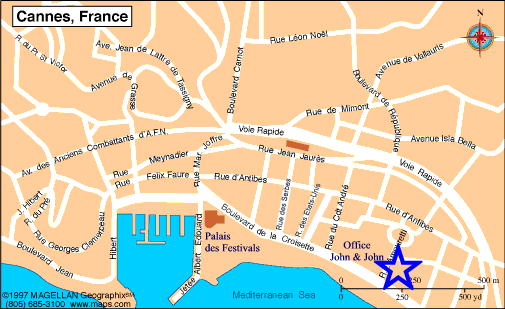 Map Cannes, John and John Real Estate, Ref 129