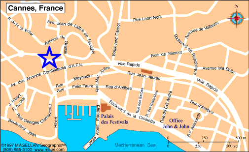 Map Cannes, John and John Real Estate, Ref 200
