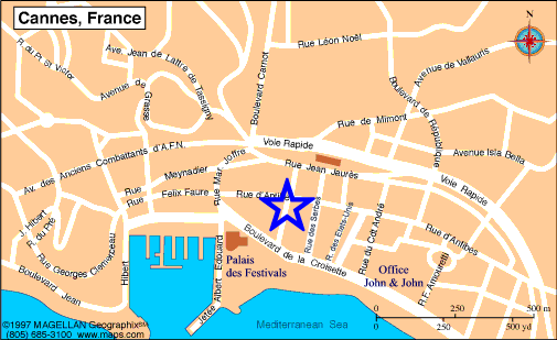 Map Cannes, John and John Real Estate, Ref 256
