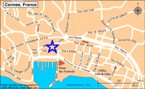 Map Cannes, John and John Real Estate, Ref 261