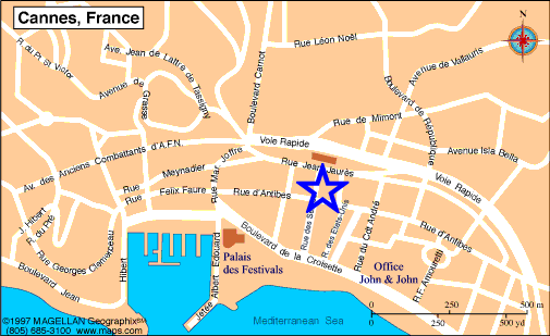 Map Cannes, John and John Real Estate, Ref 281