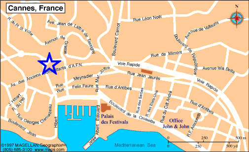 Map Cannes, John and John Real Estate, Ref 369